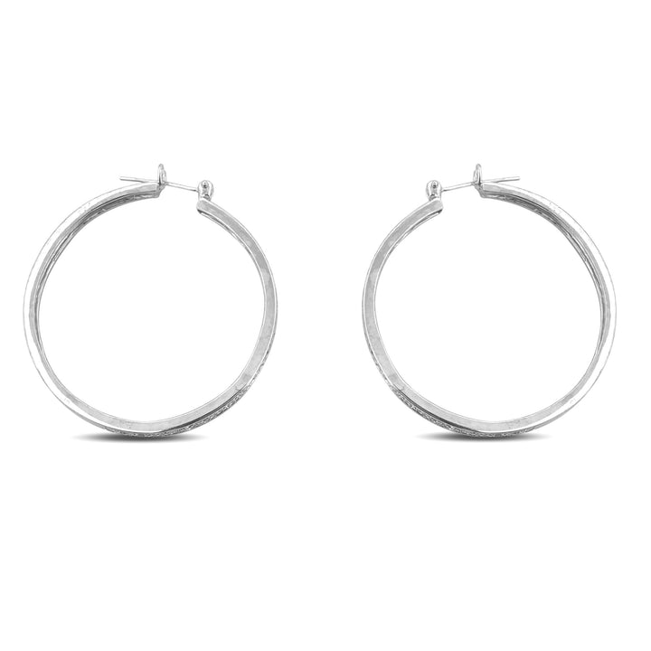 1.02ctw Round Brilliant Natural Diamond Hoop Earrings in 14k White Gold