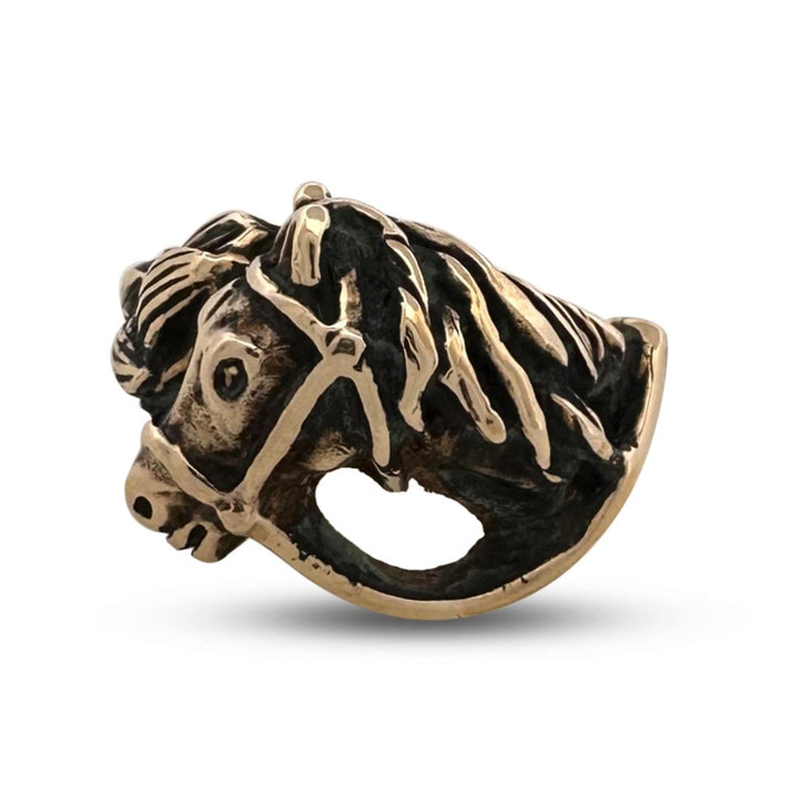 Vintage Horse Sculptural Cocktail Ring in 14k Yellow Gold