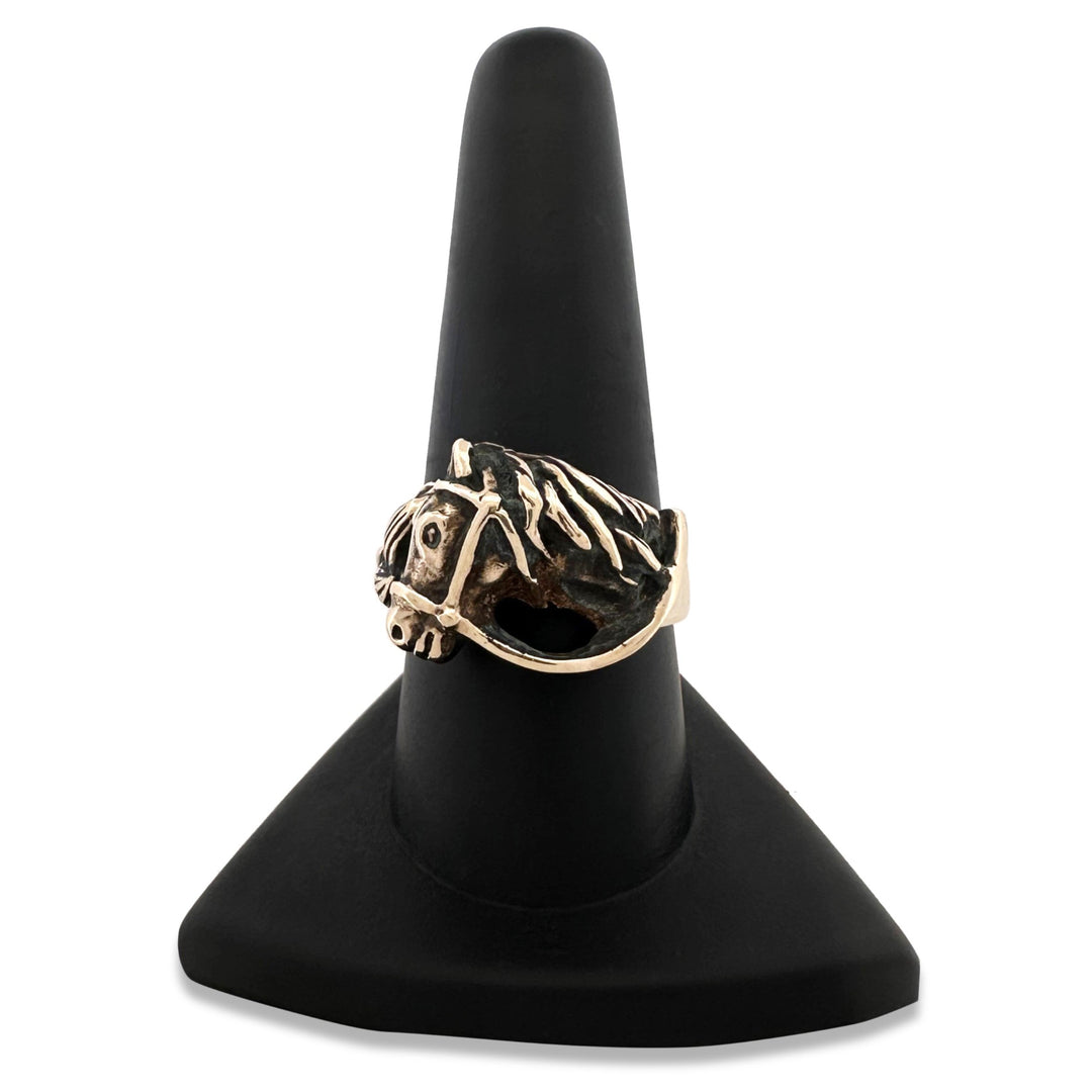 Vintage Horse Sculptural Cocktail Ring in 14k Yellow Gold