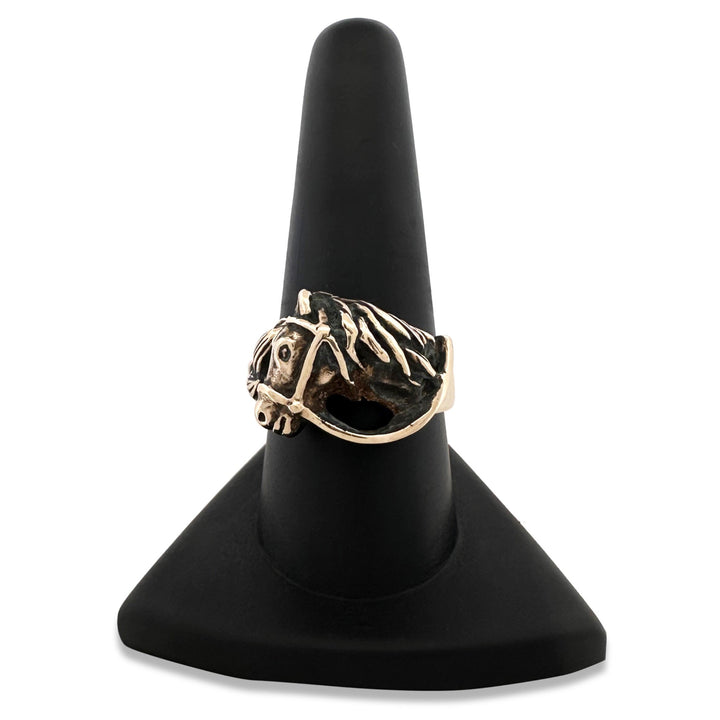 Vintage Horse Sculptural Cocktail Ring in 14k Yellow Gold