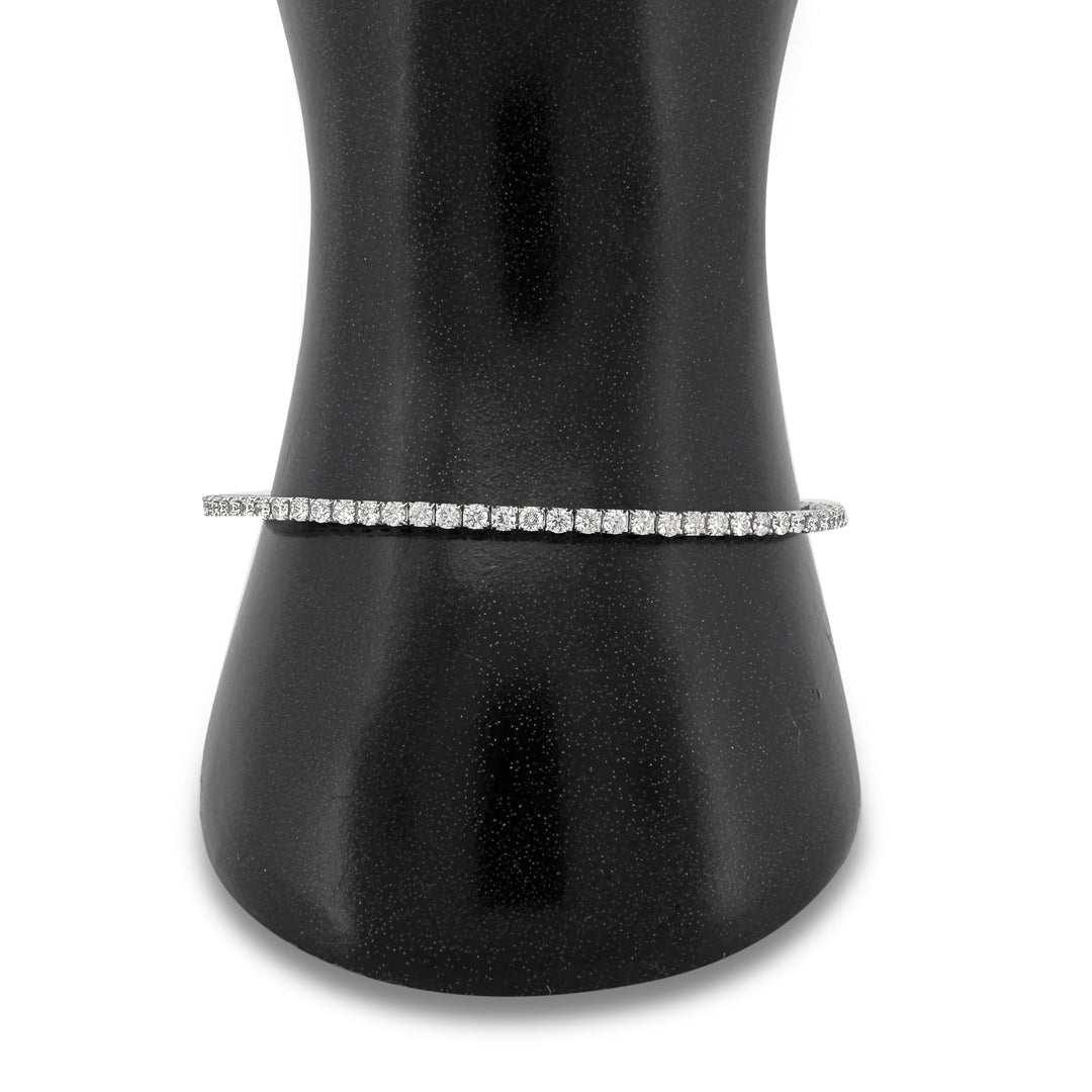2.93ctw Round Brilliant Lab-Grown Diamond Bangle Stackable Bracelet in 14k White Gold
