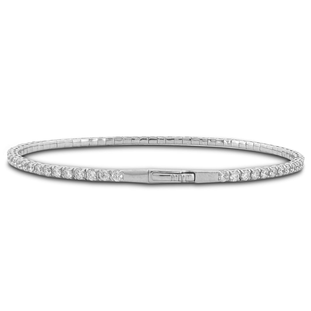 2.93ctw Round Brilliant Lab-Grown Diamond Bangle Stackable Bracelet in 14k White Gold