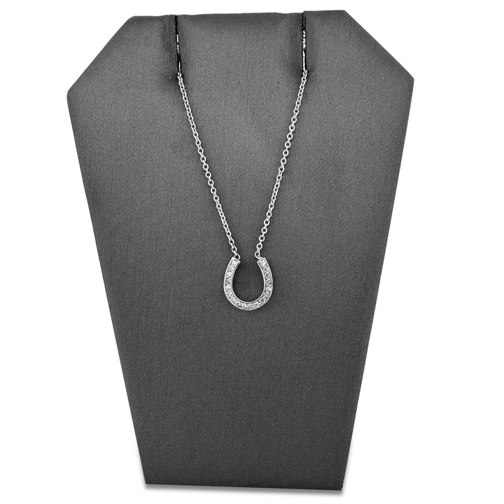 0.18ctw Round Brilliant Natural Diamond Horseshoe Pendant Necklace in 14k White Gold