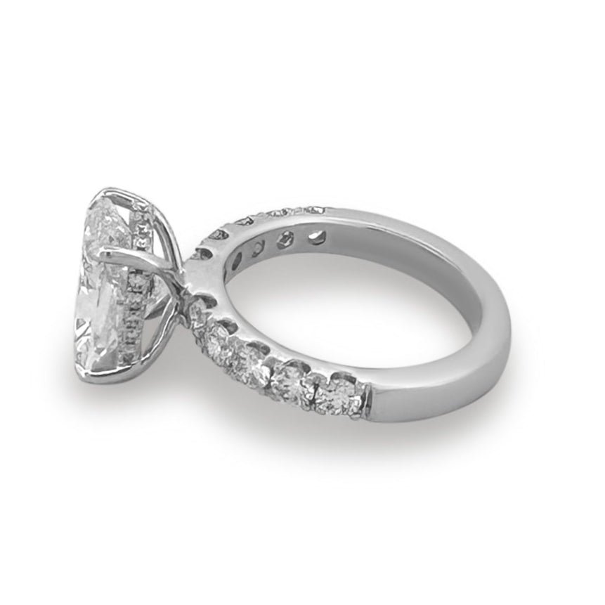IGI Graded 4.03ct Cushion Cut with Hidden Halo Lab-Grown Diamond Engagement Ring in 14k White Gold