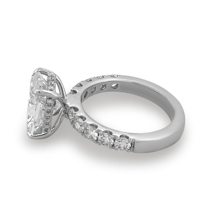 IGI Graded 4.03ct Cushion Cut with Hidden Halo Lab-Grown Diamond Engagement Ring in 14k White Gold