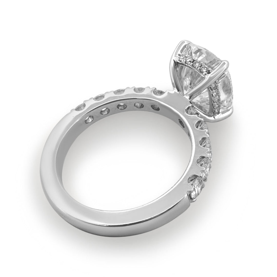 IGI Graded 4.03ct Cushion Cut with Hidden Halo Lab-Grown Diamond Engagement Ring in 14k White Gold