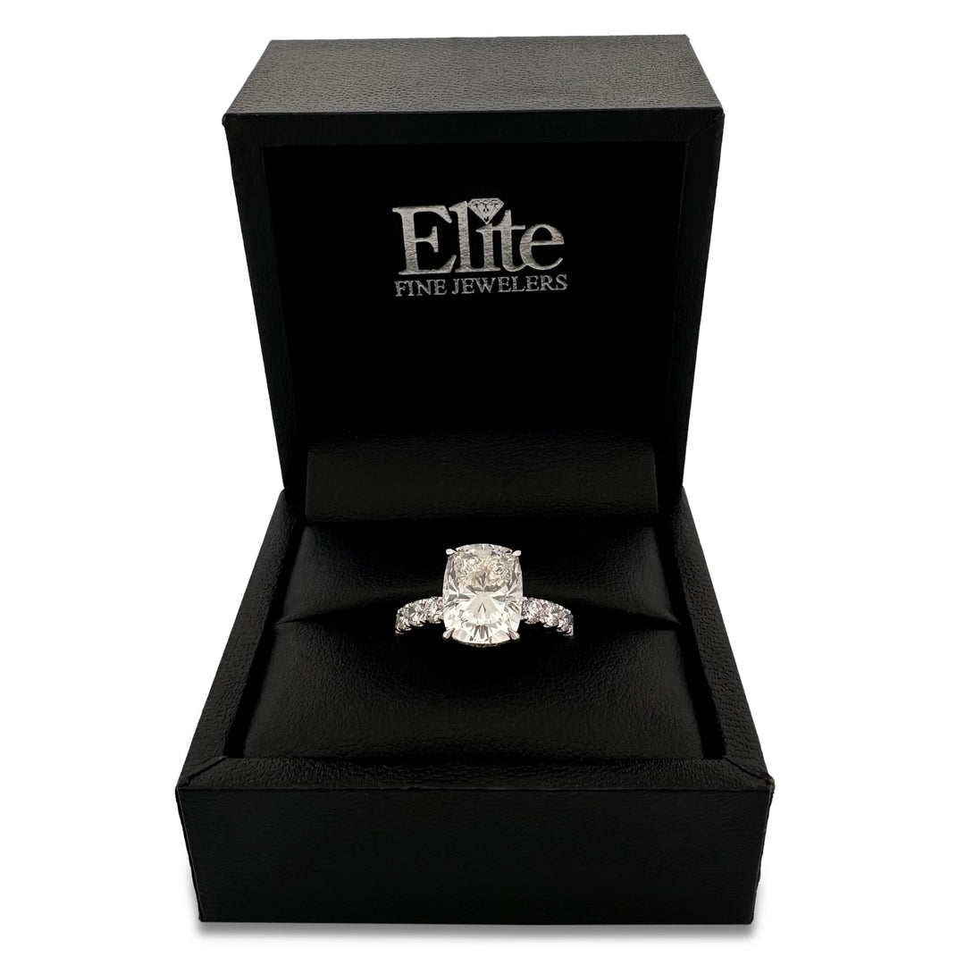 IGI Graded 4.03ct Cushion Cut with Hidden Halo Lab-Grown Diamond Engagement Ring in 14k White Gold