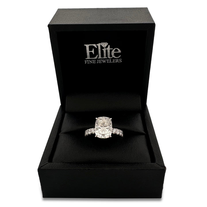 IGI Graded 4.03ct Cushion Cut with Hidden Halo Lab-Grown Diamond Engagement Ring in 14k White Gold