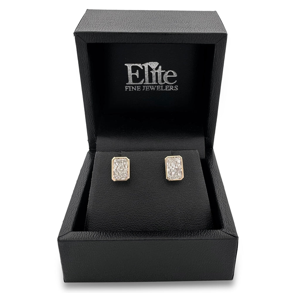 3.31ctw Radiant Cut Bezel Set Lab-Grown Diamond Stud Earrings in 14k Yellow Gold