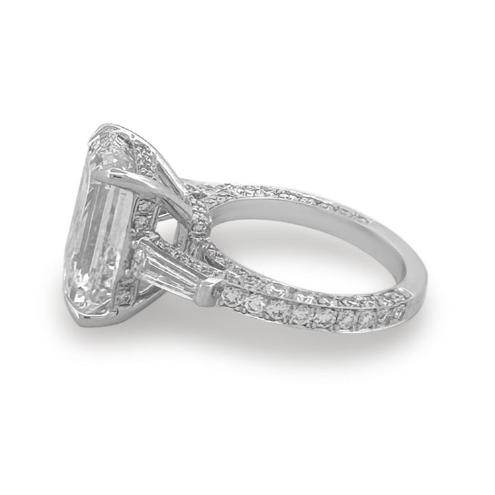 IGI Graded 8.31ct Emerald Cut Center with Baguette Sides & Hidden Halo Lab-Grown Diamond Engagement Ring 14k White Gold