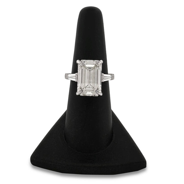 IGI Graded 8.31ct Emerald Cut Center with Baguette Sides & Hidden Halo Lab-Grown Diamond Engagement Ring 14k White Gold