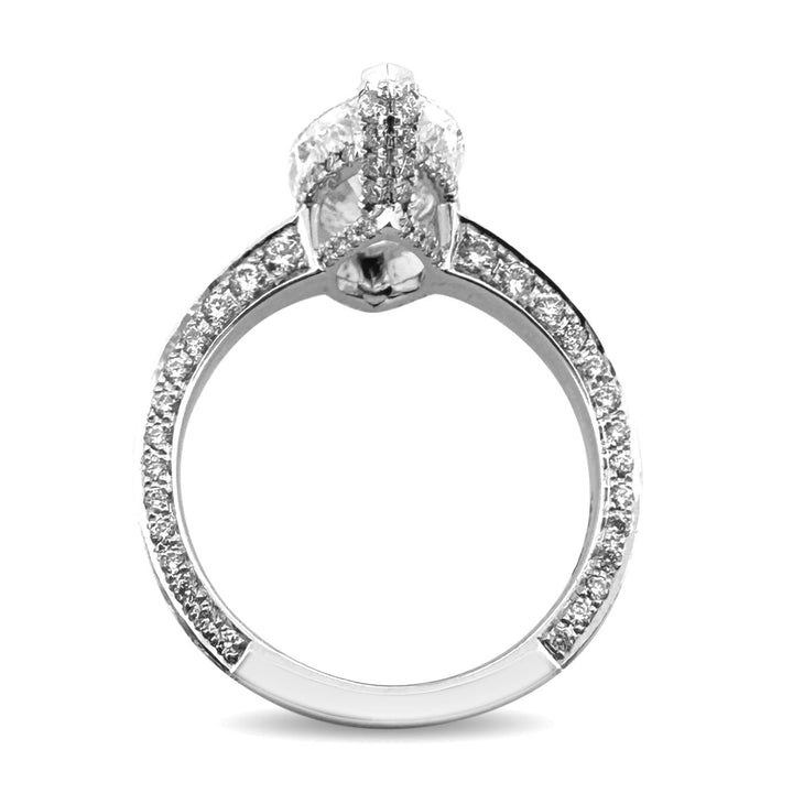 IGI Graded 4ct Marquise with Round Brilliant Lab-Grown Diamond Double Hidden Halo Engagement Ring in 14k White Gold