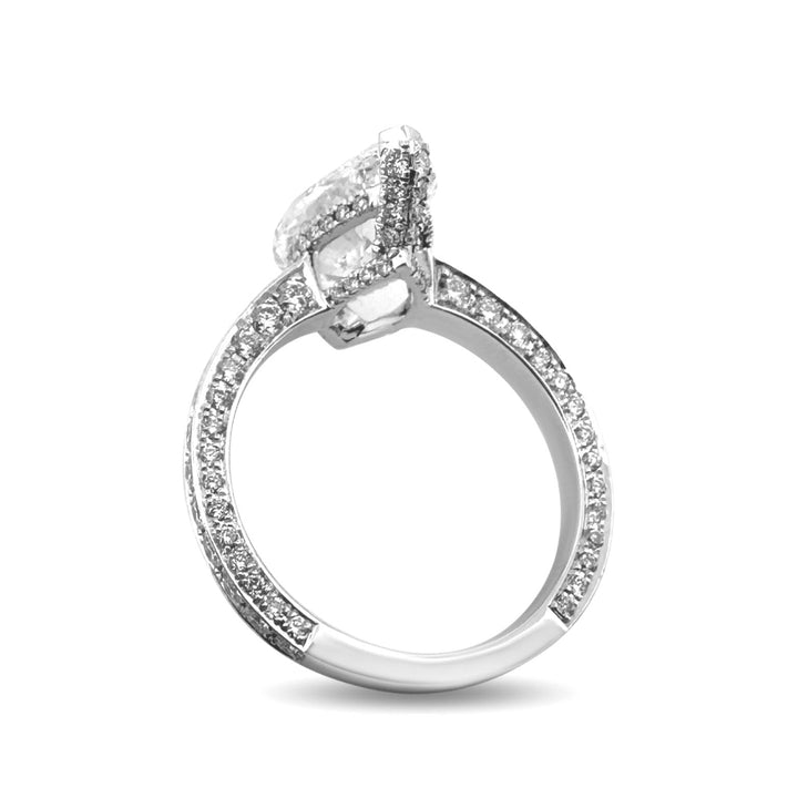 IGI Graded 4ct Marquise with Round Brilliant Lab-Grown Diamond Double Hidden Halo Engagement Ring in 14k White Gold