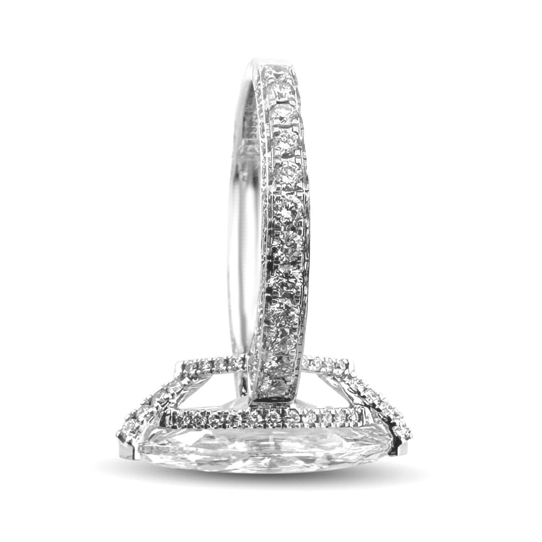 IGI Graded 4ct Marquise with Round Brilliant Lab-Grown Diamond Double Hidden Halo Engagement Ring in 14k White Gold