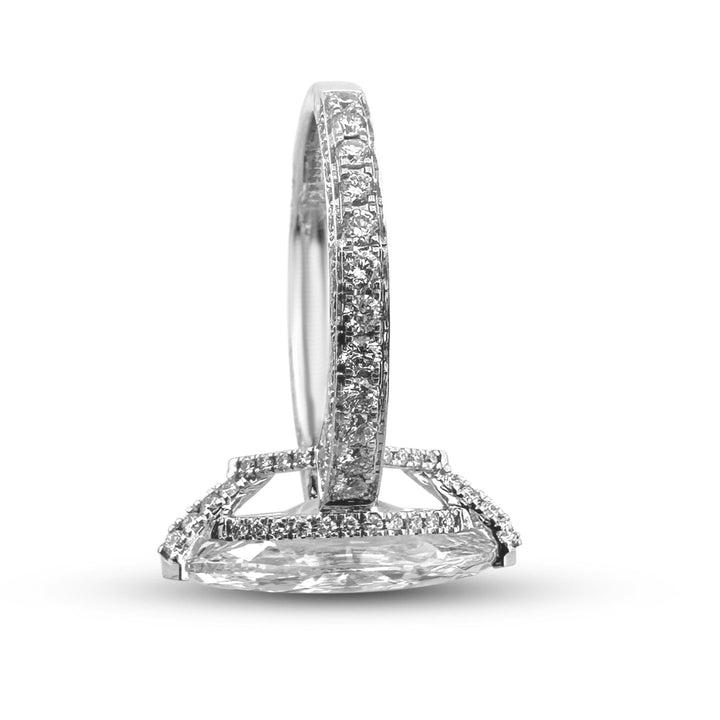 IGI Graded 4ct Marquise with Round Brilliant Lab-Grown Diamond Double Hidden Halo Engagement Ring in 14k White Gold