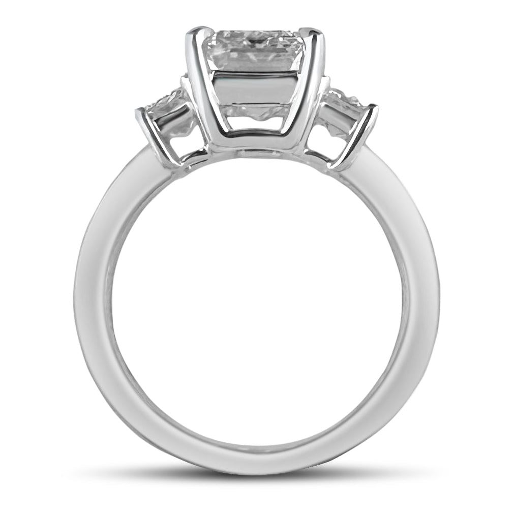 IGI Graded 4.56ctw 3-Stone Emerald Cut Lab-Grown Diamond Engagement Ring 18k White Gold