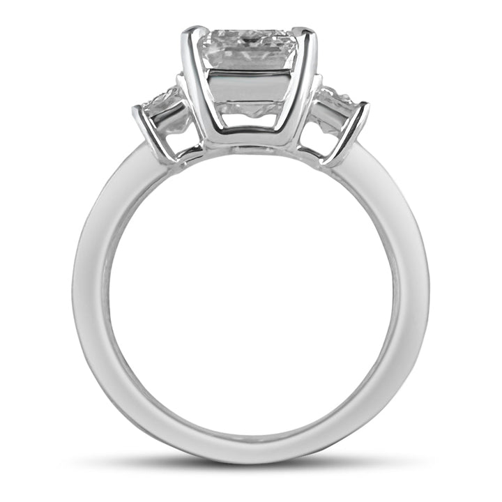 IGI Graded 4.56ctw 3-Stone Emerald Cut Lab-Grown Diamond Engagement Ring 18k White Gold