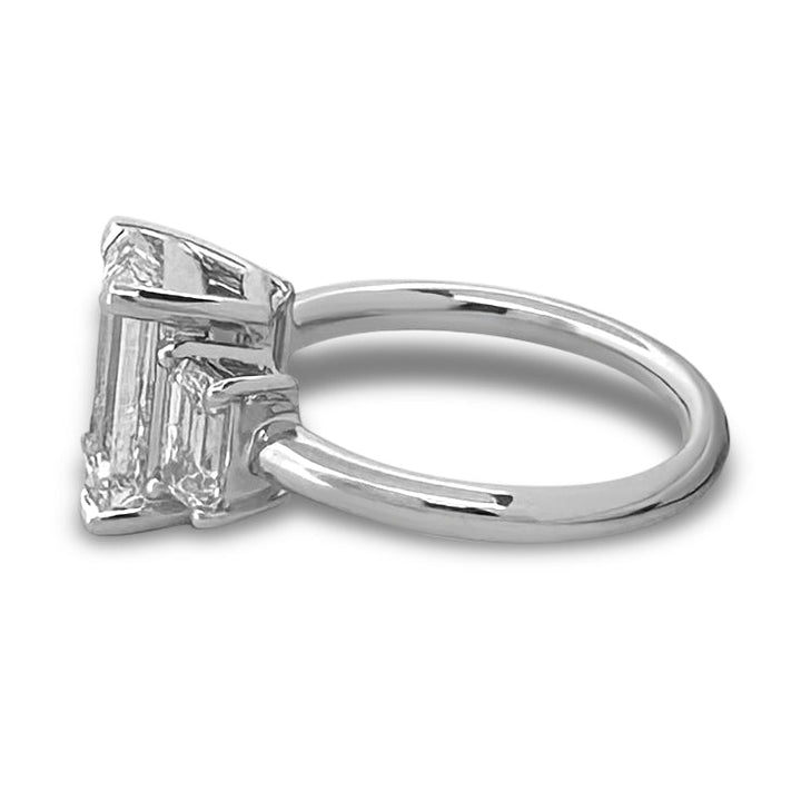 IGI Graded 4.56ctw 3-Stone Emerald Cut Lab-Grown Diamond Engagement Ring 18k White Gold
