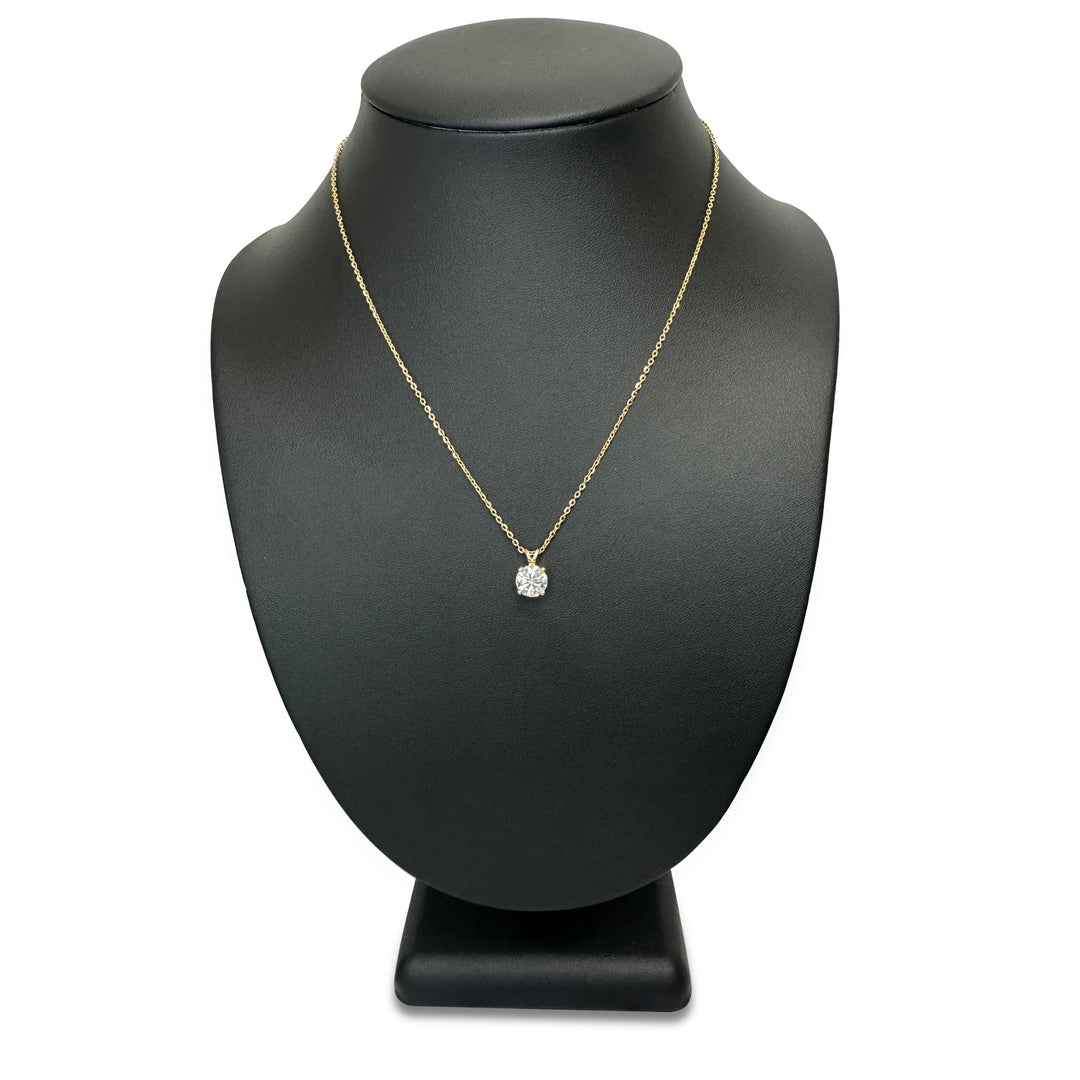 IGI Graded D Color, IF Clarity, 1.54ct Round Brilliant Lab-Grown Diamond Solitaire Pendant Necklace in 14k Yellow Gold