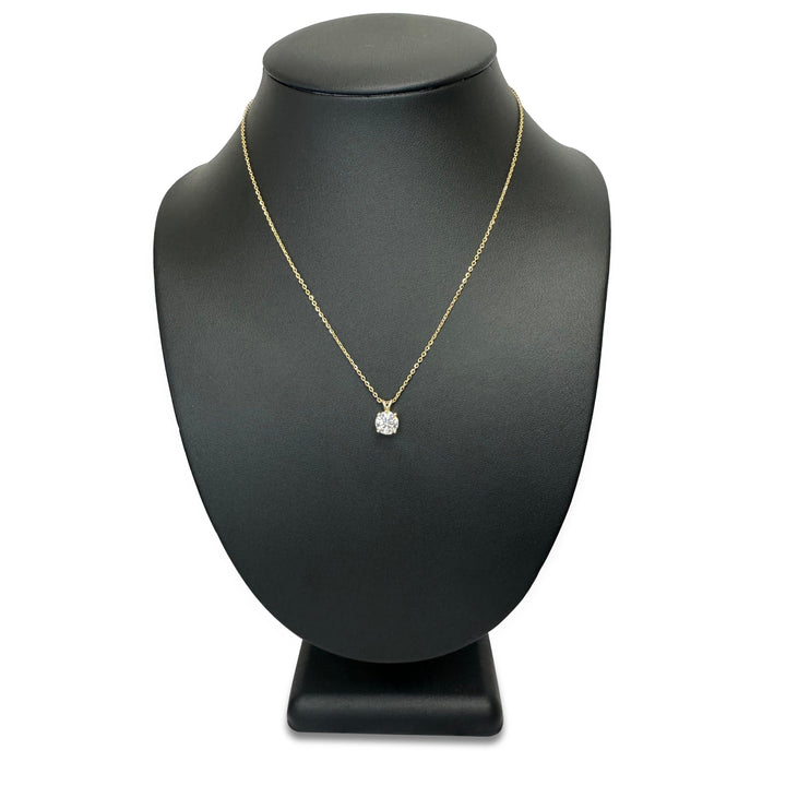 IGI Graded D Color, IF Clarity, 1.54ct Round Brilliant Lab-Grown Diamond Solitaire Pendant Necklace in 14k Yellow Gold
