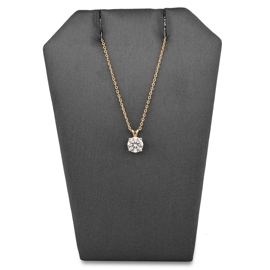 IGI Graded D Color, IF Clarity, 1.54ct Round Brilliant Lab-Grown Diamond Solitaire Pendant Necklace in 14k Yellow Gold
