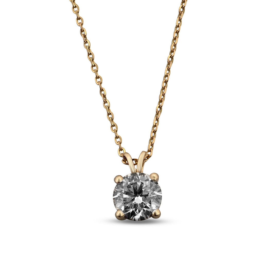 IGI Graded D Color, IF Clarity, 1.54ct Round Brilliant Lab-Grown Diamond Solitaire Pendant Necklace in 14k Yellow Gold