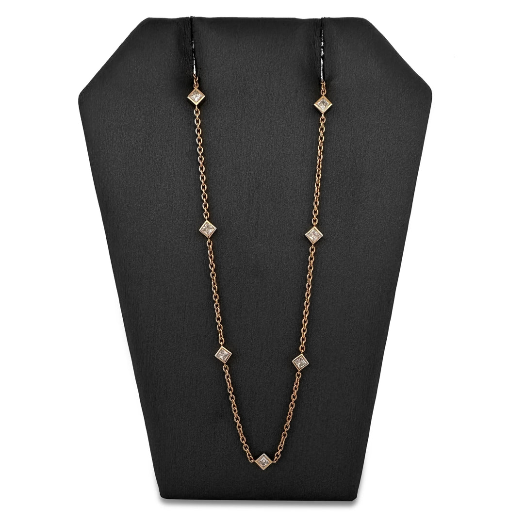 1.02ctw Princess Cut Lab-Grown Diamonds by the Yard Station Necklace in 14k Gold