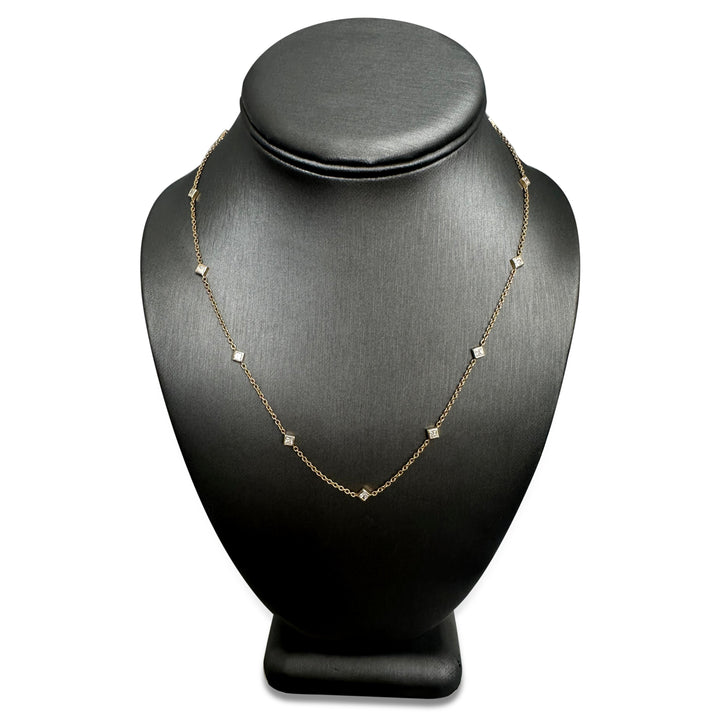 1.02ctw Princess Cut Lab-Grown Diamonds by the Yard Station Necklace in 14k Gold