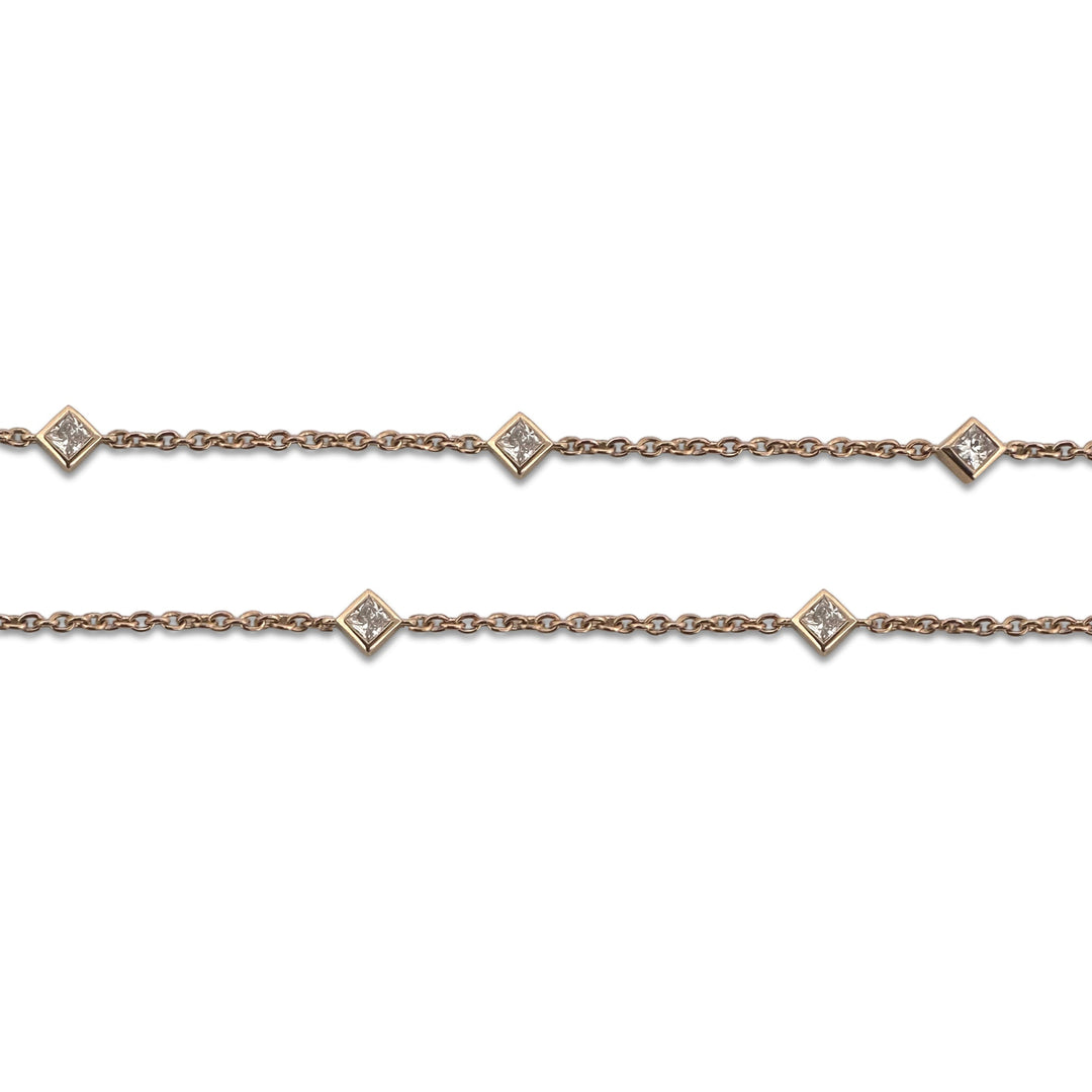 1.02ctw Princess Cut Lab-Grown Diamonds by the Yard Station Necklace in 14k Gold