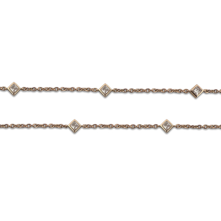1.02ctw Princess Cut Lab-Grown Diamonds by the Yard Station Necklace in 14k Gold