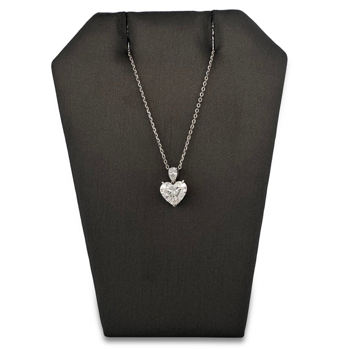IGI Graded 3.21ctw Heart and Pear Cut Lab-Grown Diamond Pendant Necklace in 14k White Gold
