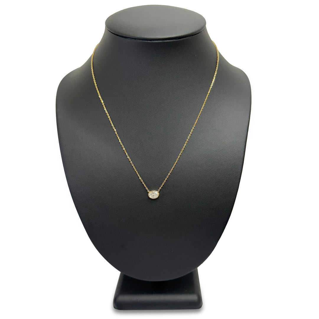IGI Graded 1.00 Oval Cut Lab-Grown Diamond Floating Solitaire Pendant Necklace in 14k Yellow Gold