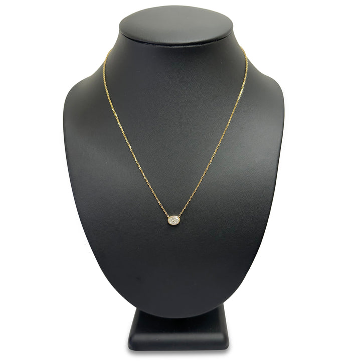 IGI Graded 1.00 Oval Cut Lab-Grown Diamond Floating Solitaire Pendant Necklace in 14k Yellow Gold