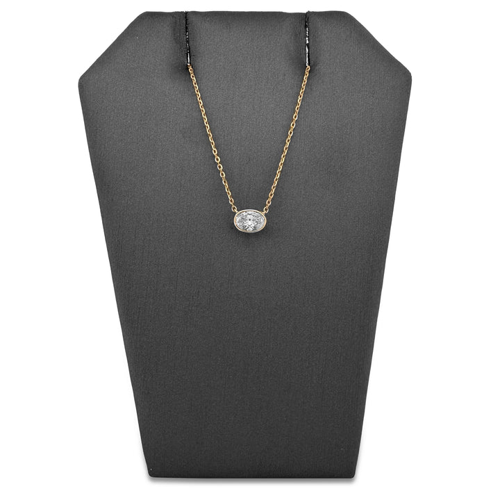 IGI Graded 1.00 Oval Cut Lab-Grown Diamond Floating Solitaire Pendant Necklace in 14k Yellow Gold