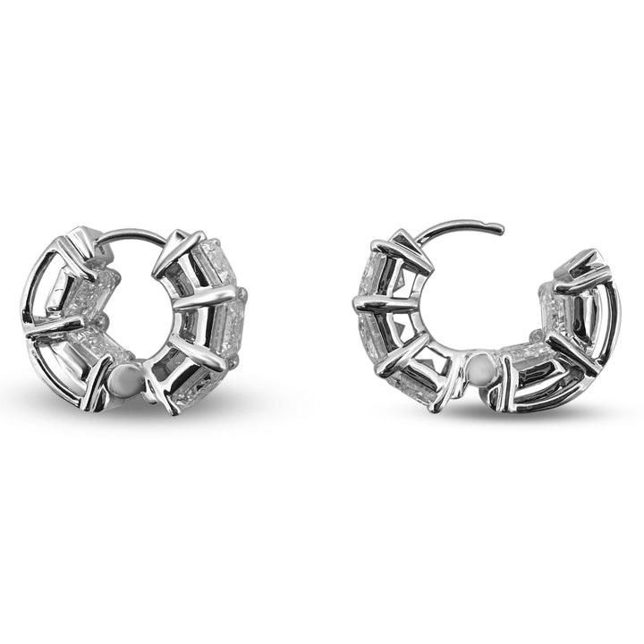 10.44ctw Emerald Cut Lab-Grown Diamond Inside-Out Huggie Hoop Earrings in 14k White Gold