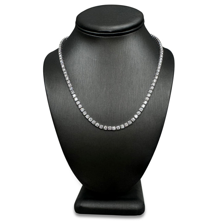 26.13ctw Round Brilliant Lab-Grown Diamond 18" Tennis Necklace in 14k White Gold