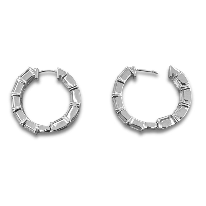 7.64ctw Emerald Cut Lab-Grown Diamond Inside-Out Hoop Earrings in 14k White Gold