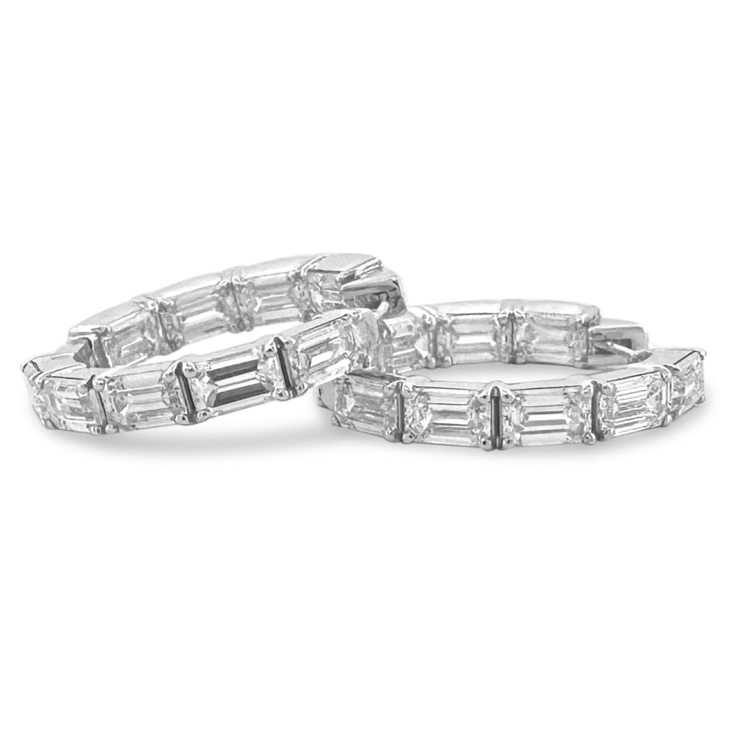 7.64ctw Emerald Cut Lab-Grown Diamond Inside-Out Hoop Earrings in 14k White Gold