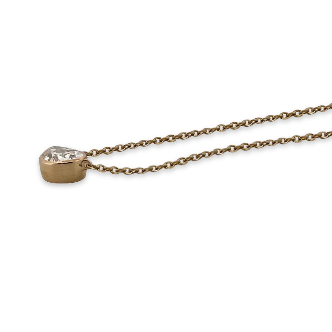 IGI Graded 1.08ct Pear Cut Lab-Grown Diamond Bezel-Set Floating Necklace in 14k Yellow Gold