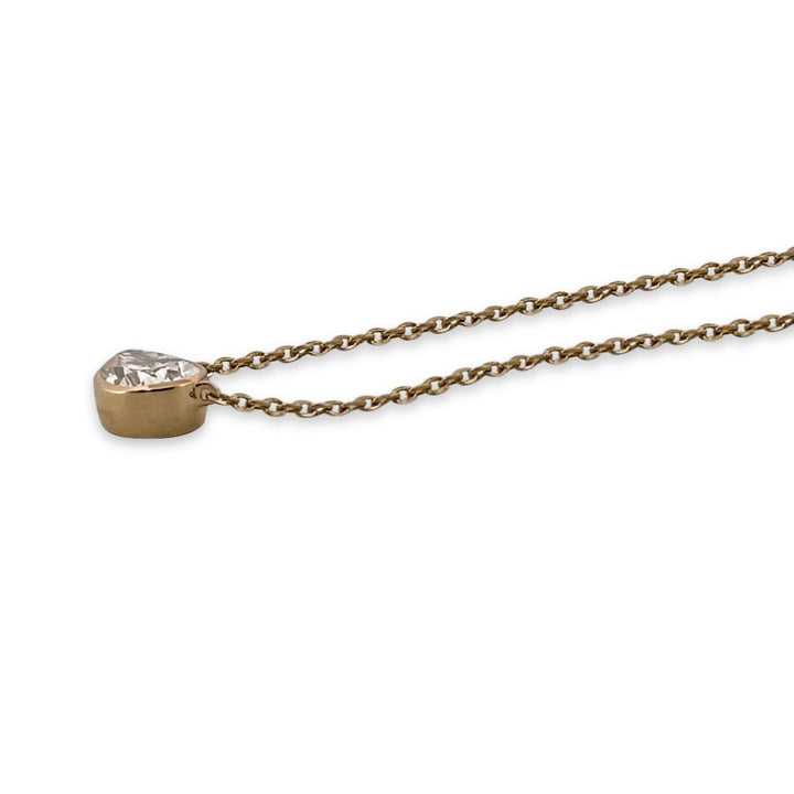 IGI Graded 1.08ct Pear Cut Lab-Grown Diamond Bezel-Set Floating Necklace in 14k Yellow Gold