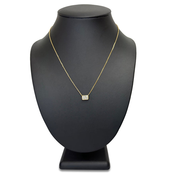 IGI Graded 1.62ct Radiant Cut Lab-Grown Diamond East-West Solitaire Pendant Necklace in 14k Yellow Gold