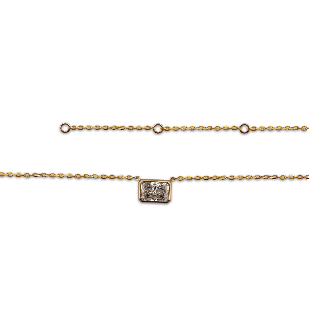 IGI Graded 1.62ct Radiant Cut Lab-Grown Diamond East-West Solitaire Pendant Necklace in 14k Yellow Gold