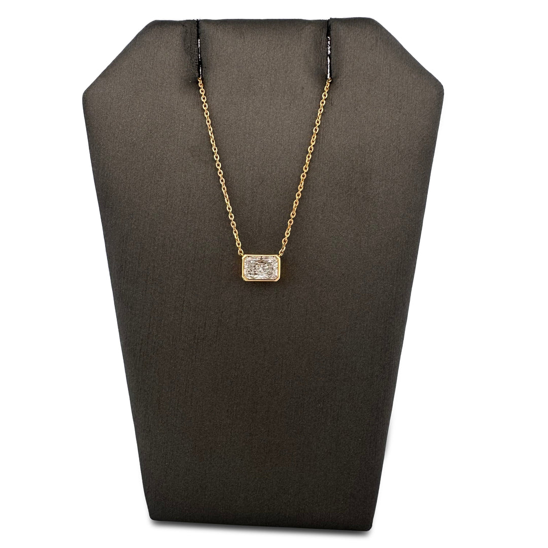 IGI Graded 1.62ct Radiant Cut Lab-Grown Diamond East-West Solitaire Pendant Necklace in 14k Yellow Gold