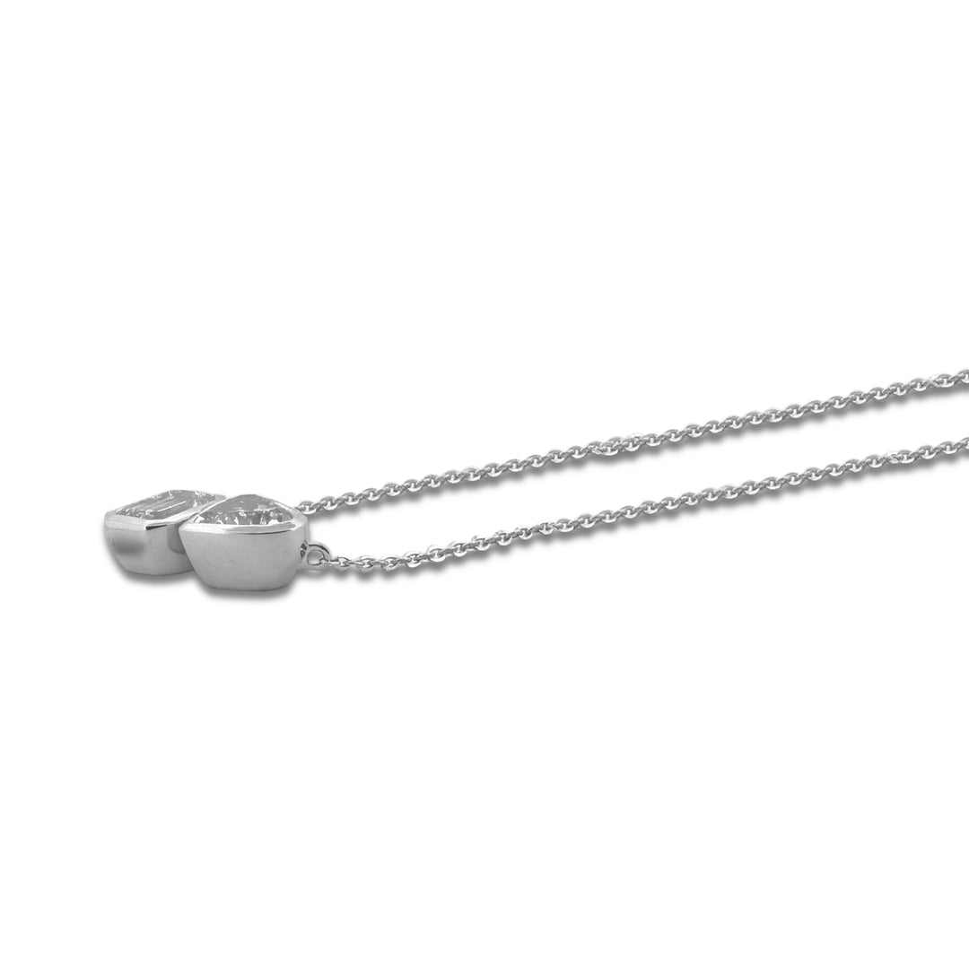 IGI Graded 3.59ctw Heart & Emerald Lab-Grown Diamond Toi et Moi Pendant Necklace in 14k White Gold