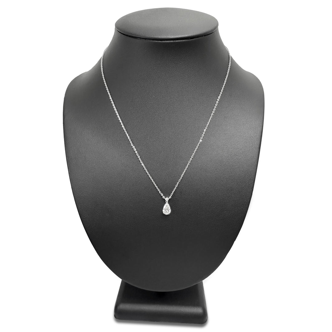 IGI Graded 1.14ctw Pear Cut & Round Brilliant Lab-Grown Diamond Pendant Necklace in 14k White Gold