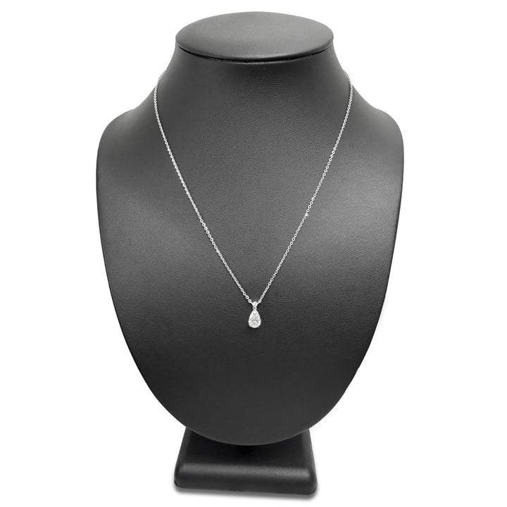 IGI Graded 1.14ctw Pear Cut & Round Brilliant Lab-Grown Diamond Pendant Necklace in 14k White Gold