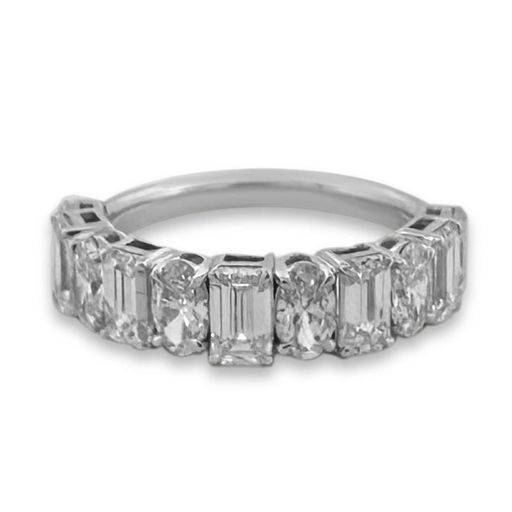 2.64ctw Alternating Oval and Emerald Cut Lab-Grown Diamond Ring in 14k White Gold
