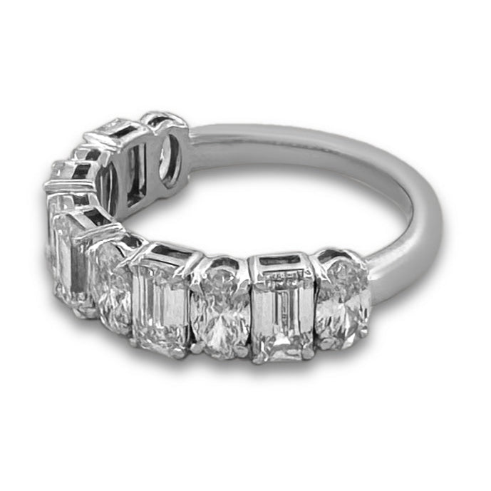 2.64ctw Alternating Oval and Emerald Cut Lab-Grown Diamond Ring in 14k White Gold