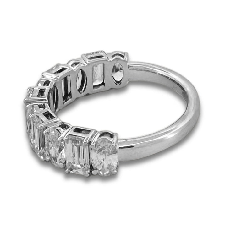 2.64ctw Alternating Oval and Emerald Cut Lab-Grown Diamond Ring in 14k White Gold