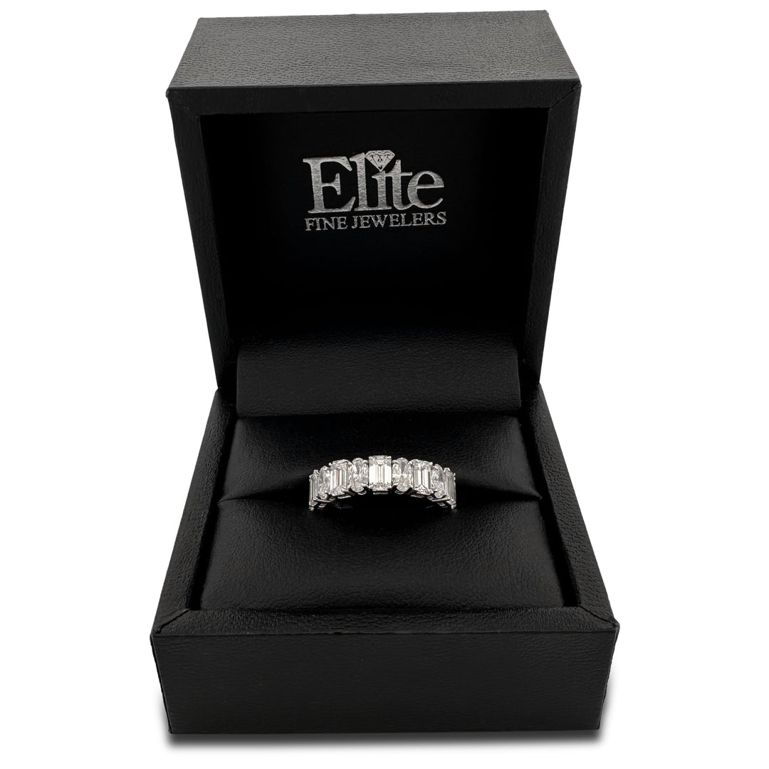 2.64ctw Alternating Oval and Emerald Cut Lab-Grown Diamond Ring in 14k White Gold
